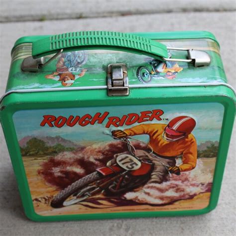 rough rider metal lunch box|VTG 1973 Rough Rider Motorcycle Bike Race Aladdin Metal .